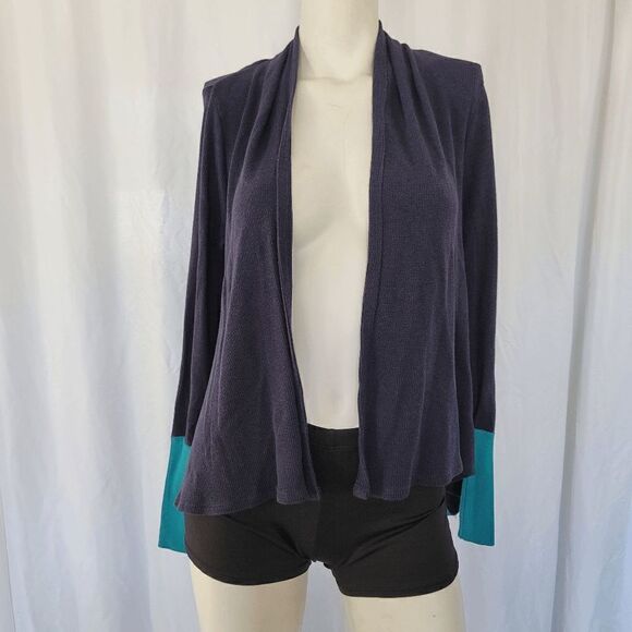 Splendid navy and teal open front cardigan size 14 - Picture 5 of 7